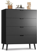 WLIVE 4 Drawer Dresser for Bedroom, Tall Wood Dresser, Modern Black Dressers with Sturdy Metal Handle, Small Chest of Drawers for Living Room, Hallway-Ruum Studio Home
