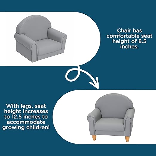 Children's Factory As We Grow Toddler Chair, Flexible Seating for Daycare or Preschool, Kids Reading Couch, Playroom Furniture, Gray-Ruum Studio Home
