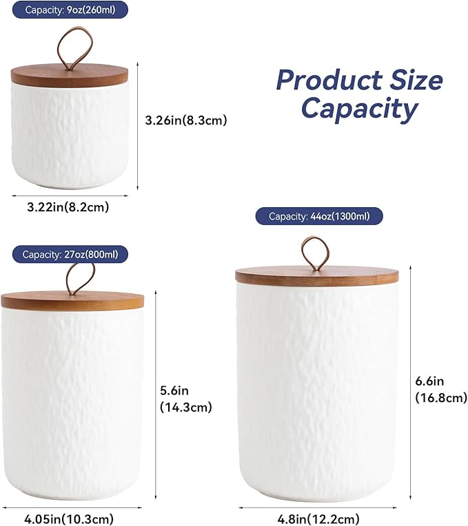 Kitchen Canisters for Countertop, Ceramic Coffee Canisters with Airtight Lids Food Storage Jars Sugar Container for Kitchen Counter Tea, Coffee Beans, Spice (#001White-27oz/800ml)-Ruum Studio Home