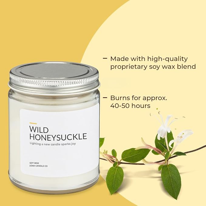1OAK Soy Wax Scented Candles (Wild Honeysuckle) - Long Burning Premium Hand-Poured (7oz.)-Ruum Studio Home