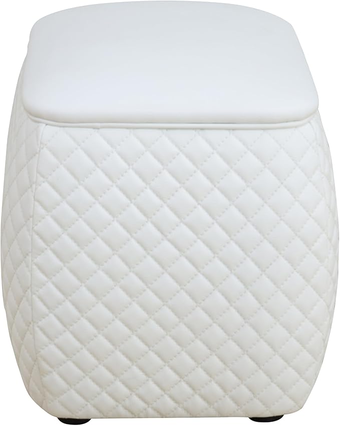 Ottoman Rectangular Storage Ottoman Bench, Faux Leather Footrest, Stool Footstool for Living Room, Bedroom, Entryway, White, 19.5"x15.5"x18"-Ruum Studio Home