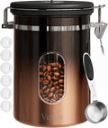 Veken Coffee Canister with Window,Airtight Stainless Steel Kitchen Food Storage Container, Date Tracker & Scoop for Grounds Coffee, Beans, Tea,Flour,Cereal,Sugar,22OZ,Copper-Ruum Studio Home