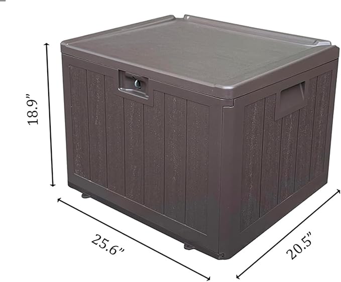 33 Gallon Small Storage Box with Lid,Waterproof Indoor Outdoor Storage Container for Package Delivery,Patio Cushions, Gardening Tools, Pool Accessories, Lockable Resin Deck Box with handle-Ruum Studio Home