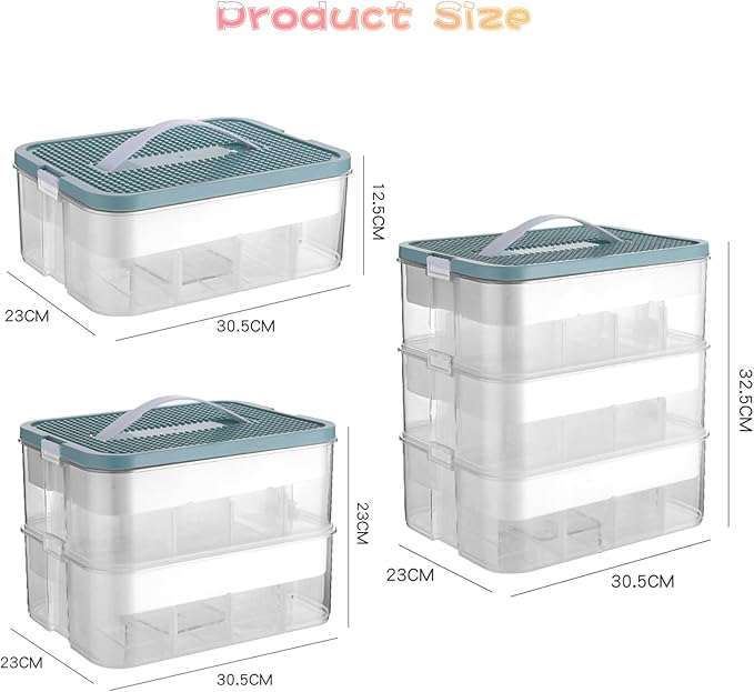 Toys Organizer Storage Case for Lego Box Kids Toy Stackable Building Blocks with Lids Bins Adjustable Lego Storage Containers Plastic Toy Box Green 2 Layers-Ruum Studio Home