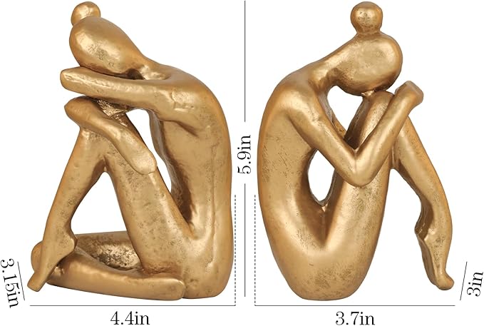 Unique Cast Iron Girl Thinker Bookends, Heavy-Duty Decorative Book Stoppers for Shelves, Creative Home and Office Desk Ornaments, 1 Pair/2 Pieces, 5.9"-Ruum Studio Home