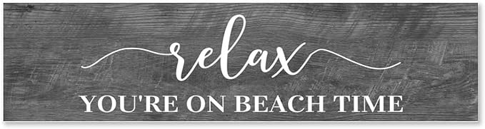 Generic Funny Wood Sign Relax You're On Beach Time Rustic Wooden Hanging Sign Home Farmhouse Kitchen Wall Decoration 16 x 6 Inch-Ruum Studio Home