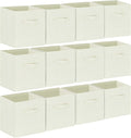 GhvyenntteS Storage Cubes 12 Pack, 11 Inch Cube Storage Bins with Dual Handles, Collapsible Fabric Storage Bins for Shelves Closet, Storage Baskets for Organizing Clothes, Bedding, Books, Beige-Ruum Studio Home