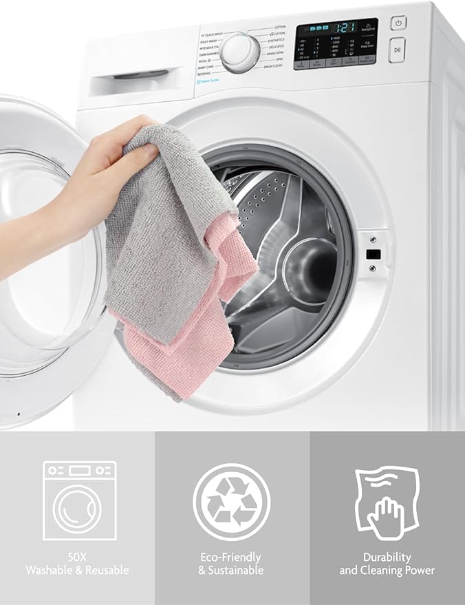 Fantasticlean Microfiber Cleaning Cloth Roll -150 Sheets, Tear Away Microfiber Towels, 12" x 12", Reusable Washable, Ultra Absorbent Dish Rags for Car, Home, Garage or Shop (2 Rolls of Grey)-Ruum Studio Home