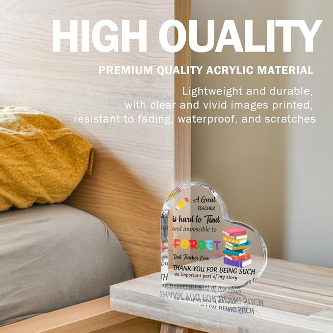 Teachers Day Graduation Season Opening Season Gifts Teacher Gifts Teacher Appreciation Gifts Best Teacher Gifts for Women Acrylic Heart for Her Coworker Friend Principal Educator Birthday Christmas-Ruum Studio Home