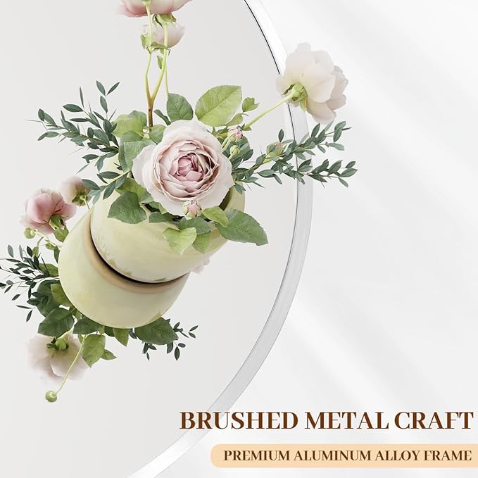 BEAUTYPEAK 30 Inch Round Mirror, Metal Frame Circle Mirror, Wall Mounted for Entryway, Bathroom, Vanity, Living Room, White-Ruum Studio Home