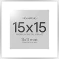 Homeforia 15x15 Picture Frame Silver, High End Metal 15 x 15 Square Frame with Mat 11 x 11 Photo, 15x15 Poster Frames Matted to 11x11 Print, 15 by 15 Hanging Frames, Tempered Glass, Wall Kit, Set of 1-Ruum Studio Home