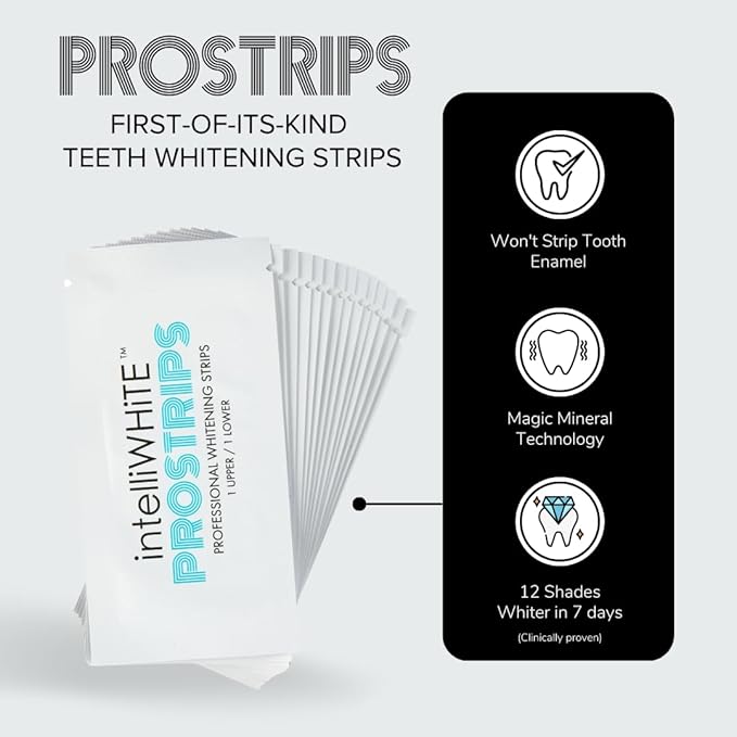 Prostrips - 12 Shades Whiter Teeth - 56 Enamel Safe REMINERALIZING Gentle Strips – 97% Had No Sensitivity - Bonus Size-Ruum Studio Home
