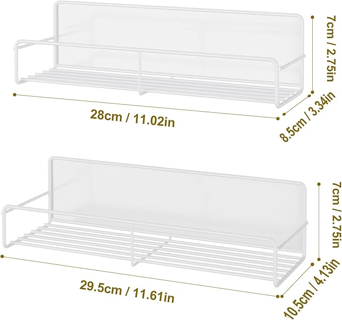 2 Pack White Magnetic Spice Rack Organizer, Space Saver for Refrigerator and Whiteboard, Metal Fridge Shelf for Kitchen and Classroom-Ruum Studio Home