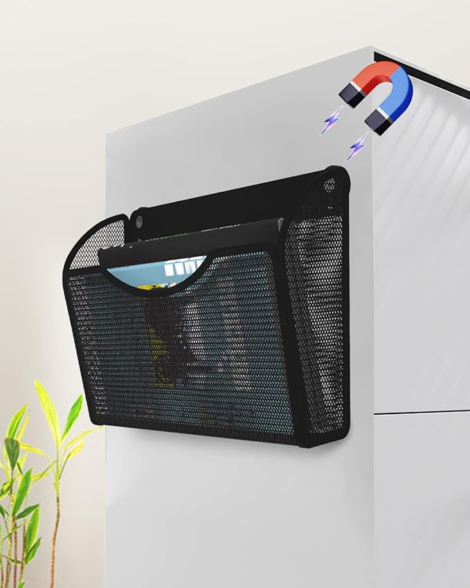 1-Tier Magnetic File Holder - No Drilling Installation File Organizer, Large Capacity Magnetic File Holder for Refrigerator, File Cabinets, Whiteboard, Office, Kitchen-Ruum Studio Home