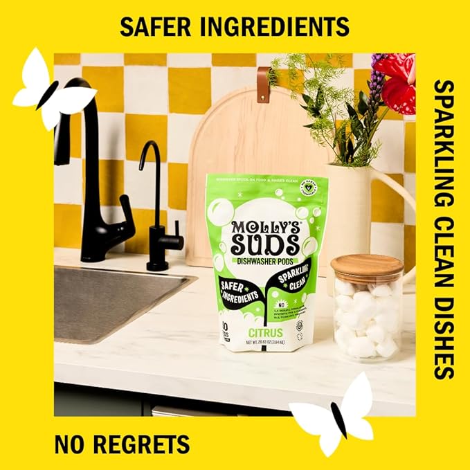 Molly's Suds Dishwasher Powder | Clean Dishwasher Detergent, Cuts Grease & Rinses Clean (Residue-Free) for Sparkling Dishes | 60 Loads (Citrus)-Ruum Studio Home