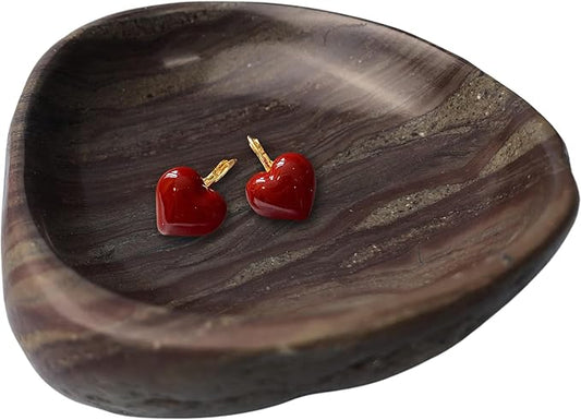 Handmade Decorative Bowl - Natural River Stone Pebble Artisan Crafted Serving Dish | 4-6 Inch Unique Decorative Tray for Home Centerpiece, Jewelry Holder (Brown)-Ruum Studio Home