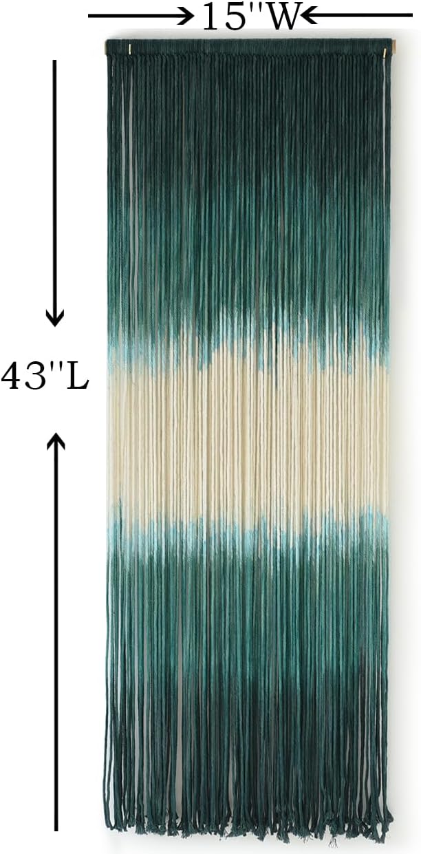 Macrame Wall Hanging Green Boho Handmade Ombre Wall Art Decor for Living Room Bedroom Fiber Art 15''W*43''L-Ruum Studio Home