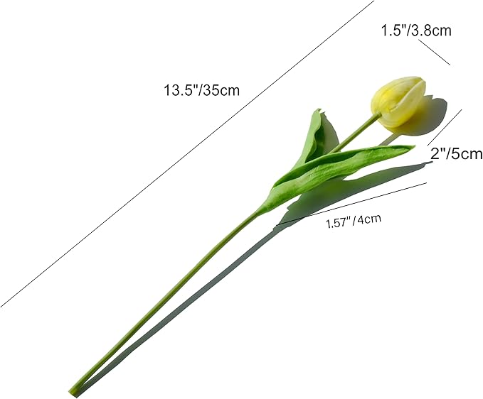Mandy's Artificial Tulips 20 Stems Light Yellow PU Faux Flowers for Wedding Home Decor 13.5 Inch-Ruum Studio Home