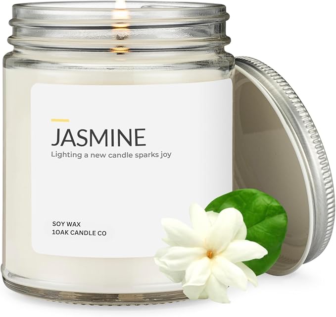 1OAK Jasmine Candle - Soy Wax Scented Candles (Jasmine) - Soy Candles for Home Scented - Long Burning Premium - Hand-Poured (7oz.)-Ruum Studio Home