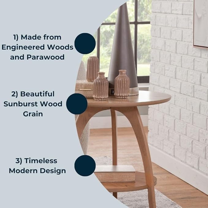 Martin Svensson Home LAX 20" Round End/Side Table with Storage, Light Oak-Ruum Studio Home