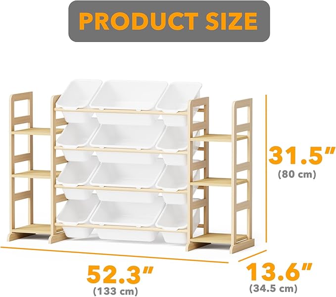 SpaceAid Toy Storage Organizer with 6 Shelves and 12 Bins, Toy Organizers Storage Bookshelf, Kids Bin Shelf Toys Box Bookcase for Bedroom Playroom Organization Room Decor, White-Ruum Studio Home
