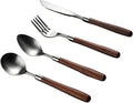 Silverware Set 16 Piece Flatware Cutlery Set Service for 4,18/10 Stainless Steel Forged Walnut Wooden Handle Matte Brushed Dishwasher Safe Premium Durable Utensil Sets for Home Kitchen Wedding-Ruum Studio Home