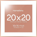 Homeforia 20x20 Picture Frame Rose Gold, High End Metal 20 x 20 Square Poster Frame with Mat 16 x 16 Photo, 20x20 Frame Matted to 16x16 Print, 20by20 Hanging Frames, Tempered Glass, Wall Kit, Set of 1-Ruum Studio Home