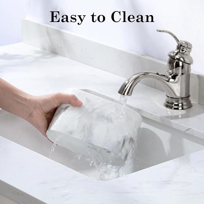 Luxspire Toothbrush Holder, 2 Slots Toothbrush and Toothpaste Holdersfor Bathrooms, Resin Toothbrush Holder Electric Toothbrush Stand for Vanity Countertop, Bathroom Accessories, Gravel White-Ruum Studio Home