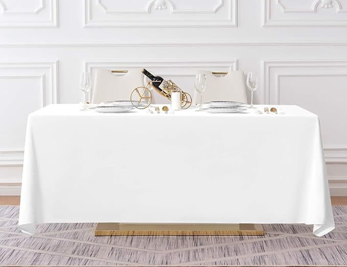 Surmente White Rectangle Tablecloth 90 x 156-inch Rectangular Polyester Table Cloth for Weddings, Banquets, or Restaurants-Ruum Studio Home