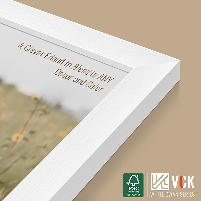 VCK 24x30 Poster Frames Set of 3, White Solid Wood Picture Frame, Textured Exclusive Gallery Frame - Wall Hanging-Ruum Studio Home