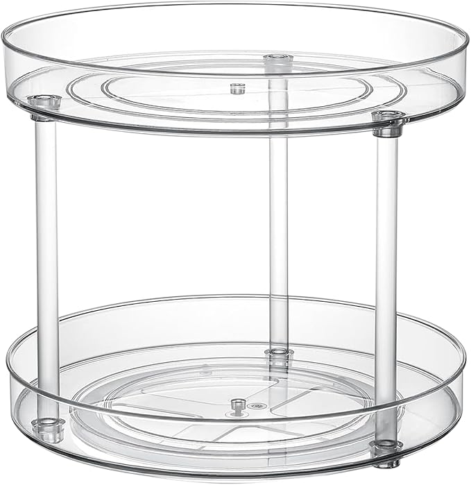 Clear Lazy Susan Organizer, Spice Rack Kitchen Cabinet Turntable, Pantry and Fridge Rotating Storage, Makeup Vanity for Skincare, Perfume, Cosmetic Dresser-Ruum Studio Home