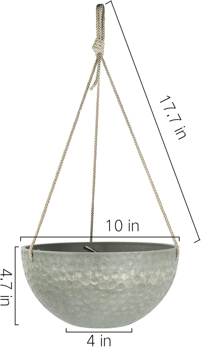 LA JOLIE MUSE Hanging Planters for Indoor Plants, Medium Hanging Planters with Drain Holes, Outdoor Hanging Flower Pots, Storm Gray, Honeycomb (10 Inch, Set of 2)-Ruum Studio Home