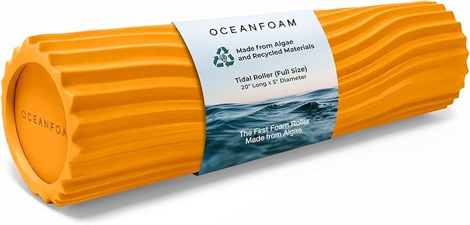Oceanfoam Tidal Roller - Gold - Muscle Massage Foam Roller for Back Pain & Stretching - Firm and Ergonomic Wide Wave Textured - Yoga, Athletics, & Wellness - Full Size, 20" x 5"-Ruum Studio Home
