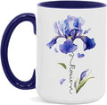 Customized Iris Flower Lover Cup, Custom Name Flower Ceramic Mug, Novelty Flower Themed Accent Cup 11oz 15oz, Personalized Iris Design Coffee Mug, Gift For Girlfriend Women-Ruum Studio Home