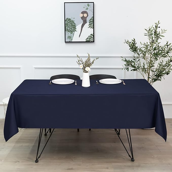 sancua Rectangle Tablecloth - 70 x 120 Inch - Stain and Wrinkle Resistant Washable Polyester Table Cloth, Decorative Fabric Table Cover for Dining Tables, Buffet Parties and Camping, Navy-Ruum Studio Home