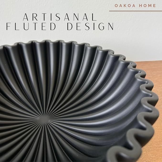 OAKOA Concrete Black Decorative Bowl for Home Decor - Black Bowl Decor - Modern Coffee Table Key Bowl for Entryway Table-Ruum Studio Home