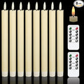 GenSwin Flameless Flickering Taper Candles with 2 Remote Controls and Timer, Real Wax 3D Wick Light Window Candles Battery Operated Pack of 8, Christmas Home Wedding Decor(Ivory, 0.78 X 9.64 Inch)-Ruum Studio Home