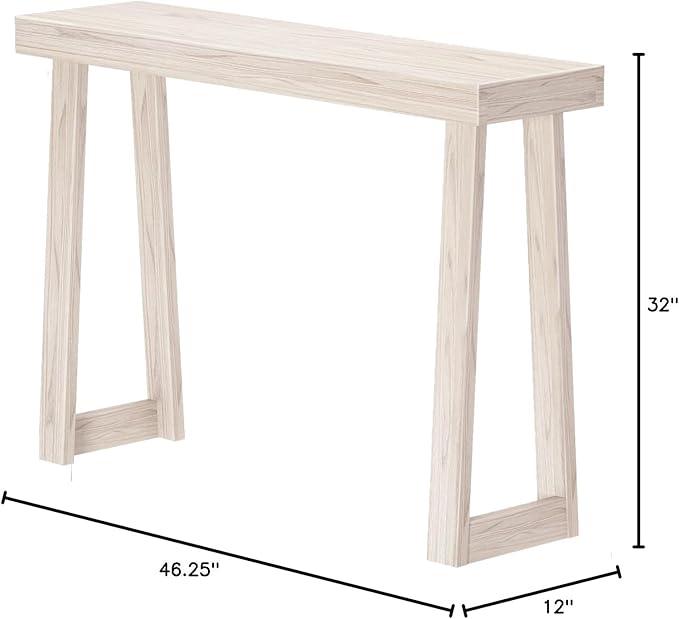 Plank+Beam Solid Wood Console Table, 46.25 Inch, Sofa Table, Narrow Entryway Table for Hallway, Behind The Couch, Living Room, Foyer, Easy Assembly, Coastal White-Ruum Studio Home