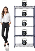 30"x14"x60" PRIME HEAVY DUTY Black 5-Tier Wire Shelving 1,750 LBS MAX Capacity Storage Rack for Commercial, School, Home, Garage, Warehouse, Industrial, and Hospital Uses (with Wheels)-Ruum Studio Home