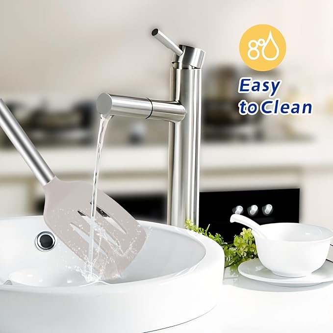 5-Piece Silicone Kitchen Tool Set, BPA-Free, Heat-Resistant, Non-Stick & Dishwasher-Safe, with Slotted/Solid Spoons & Spatulas for Frying, Mixing, Draining – Includes Multi-Purpose Serving Hook(Khaki)-Ruum Studio Home