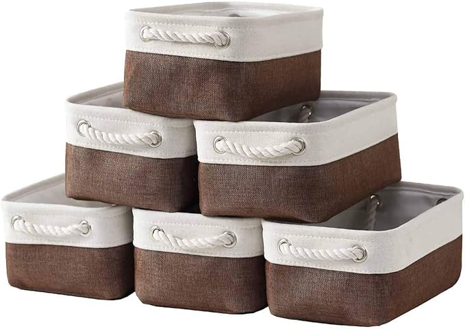 Small Storage Baskets for Shelves,Fabric Storage Baskets for Closet,Rectangular Collapsible Baskets for organizing Clothes,Books,Gifts-Ruum Studio Home