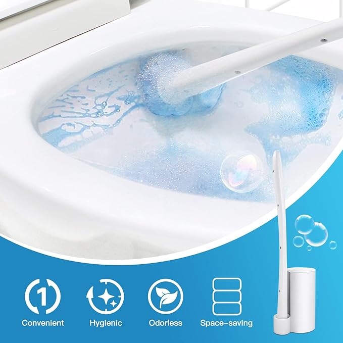 Disposable Toilet Brush Holder Set Toilet Wand (Pack of 2) Toilet Cleaner Scrubber with 24 Refills-Ruum Studio Home