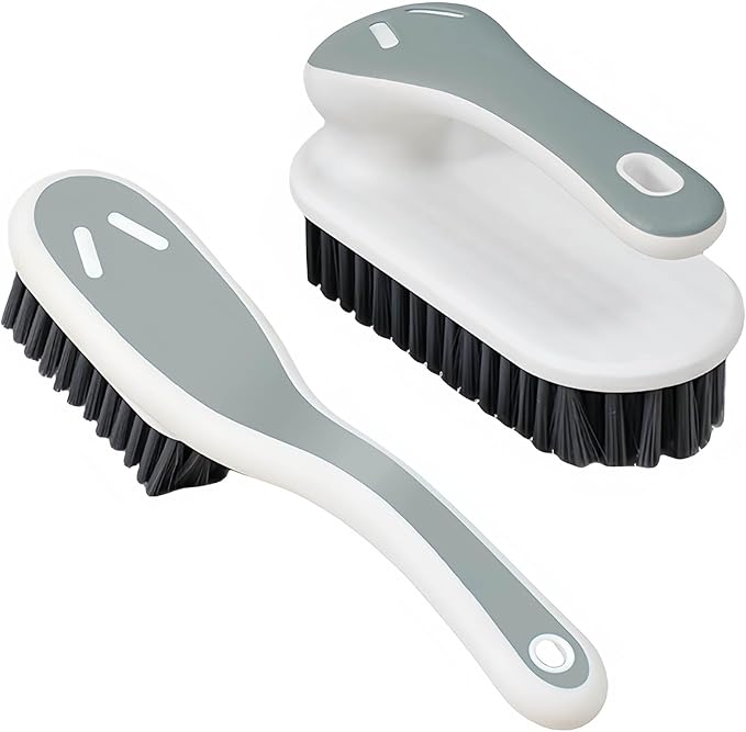 Soft Bristle Scrub Cleaning Brush Stain Remover Brush Fabric Cleaning Brush Laundry Brush Small Scrub Brush Cleaner Household Cleaning Brushes for Carpet, Clothes, Bathroom,Sneaker-2 Pack (Gray)-Ruum Studio Home