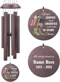 36inch Personalized Wind Chimes, Memorial Wind Chimes for US Veteran, Wind Chime for Loss of Loved Dad/Mom, Sympathy Memorial Gifts, Thank You Veteran Solider, Outdoor Decor-Ruum Studio Home
