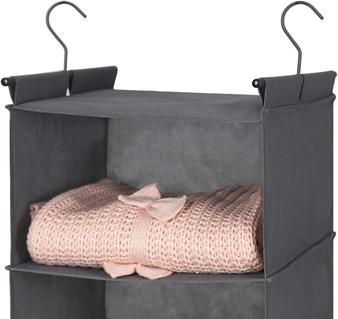 MAX Houser 6 Tier Shelf Hanging Closet Organizer, Closet Hanging Shelf with 2 Sturdy Hooks for Storage,2 Pack, Foldable (Grey)-Ruum Studio Home