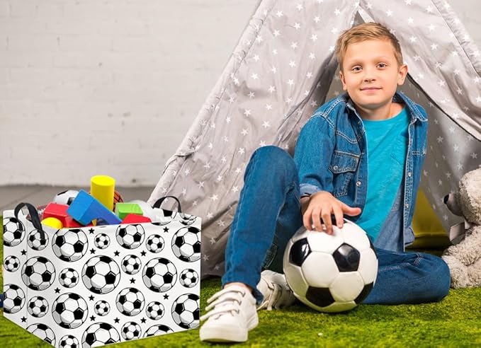 HIYAGON Rectangular Soccer Basket Kids Gift Basket Baby Boy Basket Kids Toy Storage Bin Basket Organizer Box Soccer Room Decor(Soccer)-Ruum Studio Home