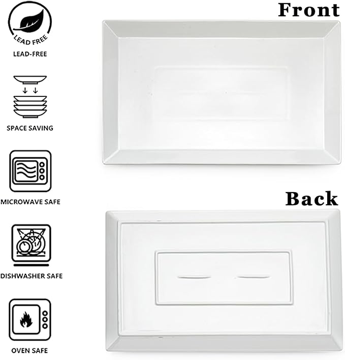 MIECOO Large Serving Platter, 18.5" x 11.5" White Serving Tray, Rectangular Porcelain Plate for Party, Wedding, Birthday, Entertaining, Food, Appetizer, Fruit, Sushi, Dessert-Ruum Studio Home