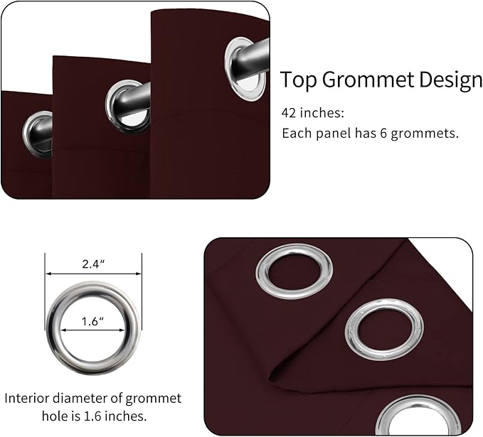 Easy-Going Blackout Curtains for Bedroom, Solid Thermal Insulated Grommet and Noise Reduction Window Drapes, Room Darkening Curtains for Living Room, 2 Panels (42x95 in, Wine)-Ruum Studio Home