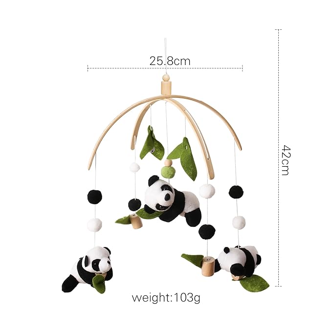 Baby Crib Mobile - Panda Mobile for Crib, Nursery Mobile Decor, Baby Bassinet Mobile Toy - Shower Set for Infant Bedroom Hanging Decoration, Gender Neutral Baby Gift-Ruum Studio Home