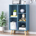 IOTXY Wooden Open Shelf Bookcase - 3-Tier Floor Standing Display Cabinet Rack with Legs, 5 Cubes Bookshelf, Bright Blue-Ruum Studio Home